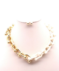 U Shape Chain Necklace Pattern NB700136 IVORY